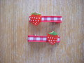 Hair Clips - Red Gingham Strawberries