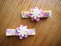 Hair Clips - Yellow Flower Applique - Medium