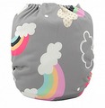 NEW! Alva Onesize Nappy: Grey Rainbows
