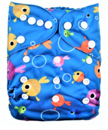 Alva Baby Onesize Nappy: Fishies Blue