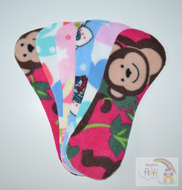 Pack of 6 Fleece Nappy Liners - Monkeys and Hearts