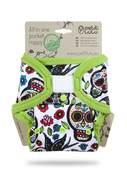 40FF! Petit Lulu Onesize AIO Pocket Nappy: Mexican Skulls White