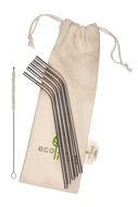 NEW! Ecoliving 5pk Stainless Steel Angled Straws Pack