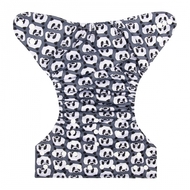 Alva Baby Onesize Nappy: Pandas on Grey