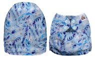 SPECIAL OFFER! Mama Koala Onesize Pocket Nappy NO INSERTS: Feathers on Aqua Plush