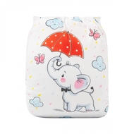 Alva Baby Onesize Nappy: Elephant with Umbrella