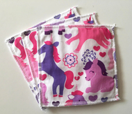 3-Pack Large Washable Wipes: Pink Unicorns