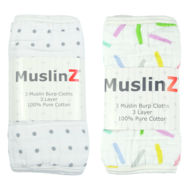 NEW! Muslinz Burp Cloths 3pk