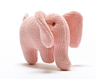 NEW! Knitted Organic Cotton Elephant Rattle: Baby Pink