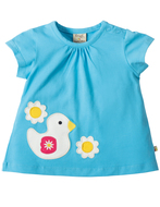 55% OFF! Frugi Amber Applique Top: Sky/Duck