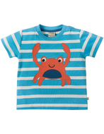 55% OFF! Frugi Applique Tshirt: Sky Breton Crab  0-3 3-6m