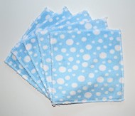 5-Pack Large Washable Wipes: Baby Blue Spots