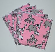 5-Pack Large Washable Wipes: Zebra and Friends Pink