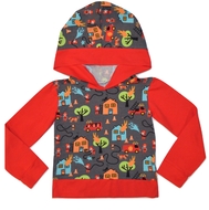 18-24m Long Sleeved Hooded Tshirt: Fire Engine