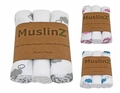 NEW! Muslinz 3pk Bamboo Organic Cotton Muslin Squares: Clouds